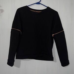 Black crewneck sweater w zippers on arms / detachable sleeves